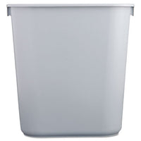 Deskside Plastic Wastebasket, Rectangular, 3.5 Gal, Gray