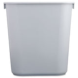 Deskside Plastic Wastebasket, Rectangular, 3.5 Gal, Gray