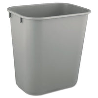 Deskside Plastic Wastebasket, Rectangular, 3.5 Gal, Gray