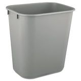 Deskside Plastic Wastebasket, Rectangular, 3.5 Gal, Gray