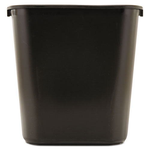 Deskside Plastic Wastebasket, Rectangular, 7 Gal, Black