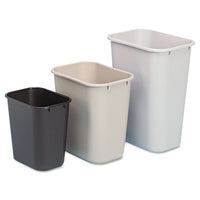 Deskside Plastic Wastebasket, Rectangular, 10.25 Gal, Beige