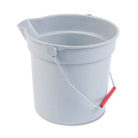 10 Quart Plastic Utility Pail, 10 1-2 Diameter X 10 1-4h, Gray Plastic