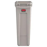 Slim Jim Receptacle With Venting Channels, Rectangular, Plastic, 23 Gal, Beige