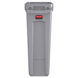 Slim Jim Receptacle With Venting Channels, Rectangular, Plastic, 23 Gal, Gray