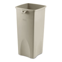 Untouchable Square Waste Receptacle, Plastic, 23 Gal, Beige