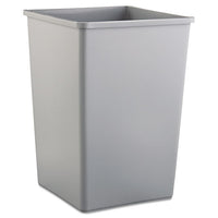 Untouchable Square Waste Receptacle, Plastic, 35 Gal, Gray