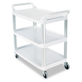 Open Sided Utility Cart, Three-shelf, 40.63w X 20d X 37.81h, Off-white