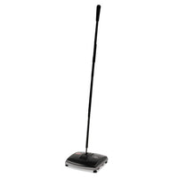 Floor & Carpet Sweeper, Plastic Bristles, 44" Handle, Black-gray