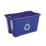 Stacking Recycle Bin, Rectangular, Polyethylene, 14 Gal, Blue
