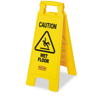 Caution Wet Floor Floor Sign, Plastic, 11 X 12 X 25, Bright Yellow