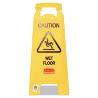 Caution Wet Floor Floor Sign, Plastic, 11 X 12 X 25, Bright Yellow