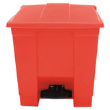 Indoor Utility Step-on Waste Container, Square, Plastic, 8 Gal, Red