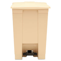 Indoor Utility Step-on Waste Container, Square, Plastic, 12 Gal, Beige