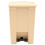 Indoor Utility Step-on Waste Container, Square, Plastic, 12 Gal, Beige