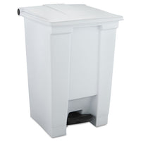 Indoor Utility Step-on Waste Container, Square, Plastic, 12 Gal, White