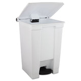 Indoor Utility Step-on Waste Container, Square, Plastic, 12 Gal, White