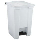 Indoor Utility Step-on Waste Container, Square, Plastic, 12 Gal, White