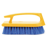 Long Handle Scrub Brush, 6" Brush, Yellow Plastic Handle-blue Bristles