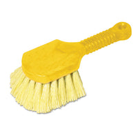 Long Handle Scrub, 8" Plastic Handle, Gray Handle W-yellow Bristles