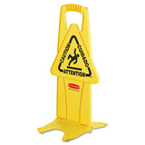 Stable Multi-lingual Safety Sign, 13w X 13 1-4d X 26h, Yellow