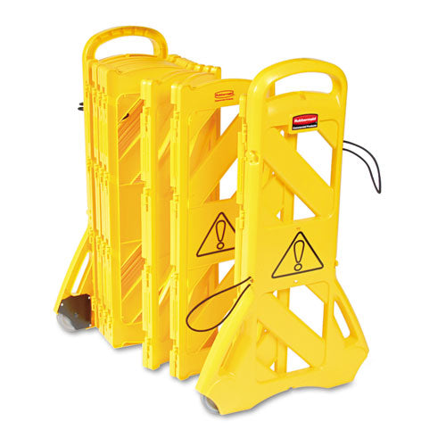 Portable Mobile Safety Barrier, Plastic, 13ft X 40", Yellow