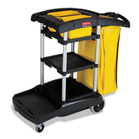 High Capacity Cleaning Cart, 21.75w X 49.75d X 38.38h, Black