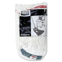 Web Foot Shrinkless Looped-end Wet Mop Head, Cotton-synthetic, Medium, White, 6-carton