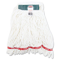 Web Foot Shrinkless Looped-end Wet Mop Head, Cotton-synthetic, Medium, White, 6-carton