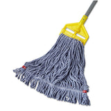 Web Foot Wet Mop Head, Shrinkless, Cotton-synthetic, Blue, Medium, 6-carton