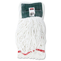 Web Foot Shrinkless Looped-end Wet Mop Head, Cotton-synthetic, Large, Green, 5" Red Headband
