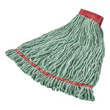 Web Foot Shrinkless Looped-end Wet Mop Head, Cotton-synthetic, Large, Green, 5" Red Headband