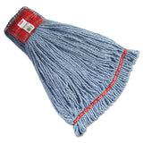 Web Foot Wet Mop Heads, Shrinkless, Cotton-synthetic, Blue, Large