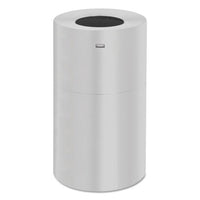 2-piece Open Top Indoor Receptacle, Round, With Liner, 35 Gal, Satin Aluminum