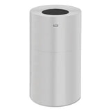 2-piece Open Top Indoor Receptacle, Round, With Liner, 35 Gal, Satin Aluminum