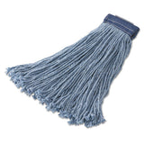 Cut-end Blend Mop Head, Cotton-synthetic, Blue, 20 Oz, 1" Headband, 12-carton