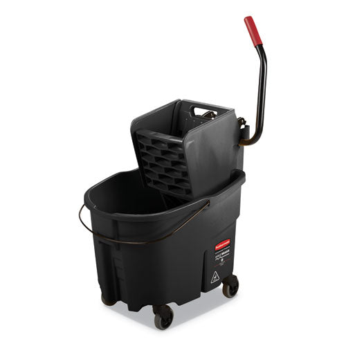 Wavebrake 2.0 Bucket-wringer Combos, Side-press, 35 Qt, Plastic, Black