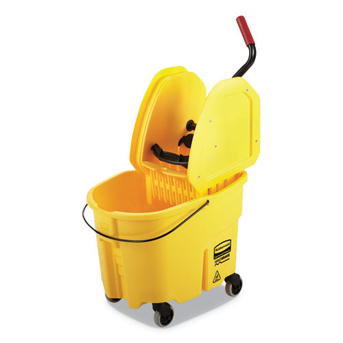 Wavebrake 2.0 Bucket-wringer Combos, Down-press, 35 Qt, Plastic, Yellow