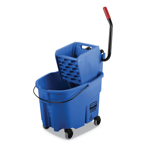 Wavebrake 2.0 Bucket-wringer Combos, Side-press, 35 Qt, Plastic, Blue