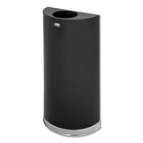 European And Metallic Series Open Top Receptacle, Half-round, 12 Gal, Black-chrome