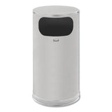 European And Metallic Side-opening Receptacle, Round, 12 Gal, Satin Stainless