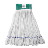 Rough Floor Mop Head, Medium, Cotton-synthetic, White, 12-carton