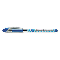 Schneider Slider Stick Ballpoint Pen, 0.8mm, Blue Ink, Blue-silver Barrel, 10-box