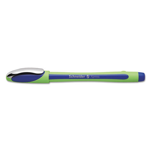 Schneider Xpress Fineliner Stick Pen, 0.8mm, Blue Ink, Blue-green Barrel, 10-box