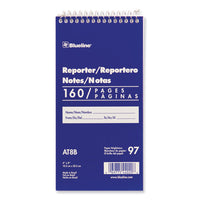 Reporters Note Pad, Medium-college Rule, Blue Cover, 80 White 4 X 8 Sheets