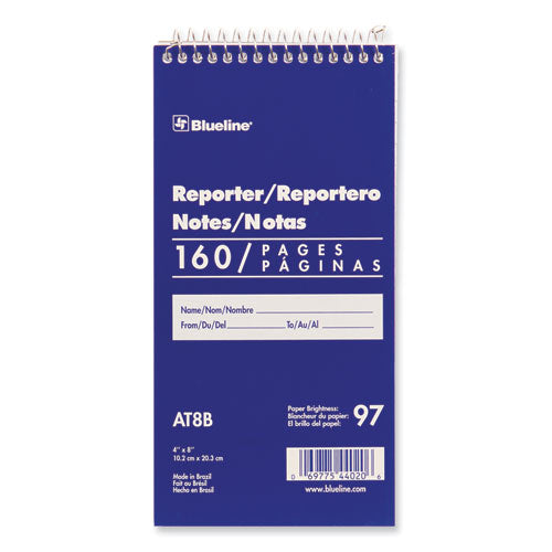 Reporters Note Pad, Medium-college Rule, Blue Cover, 80 White 4 X 8 Sheets