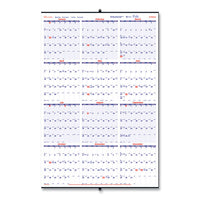 Yearly Wall Calendar, 24 X 36, White/blue Sheets, 12-month (jan To Dec): 2024