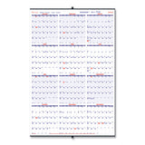 Yearly Wall Calendar, 24 X 36, White/blue Sheets, 12-month (jan To Dec): 2024