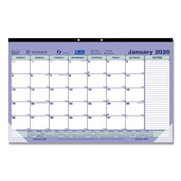 Monthly Desk Pad Calendar, 22 X 17, White-maroon, 2021