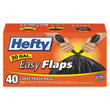 Easy Flaps Trash Bags, 30 Gal, 0.85 Mil, 30" X 33", Black, 240-carton